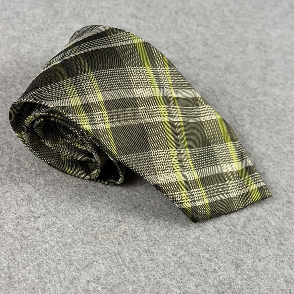 Onassis 100% Silk Green Gray Plaid Neck Tie‎ Classic 57x3.25" NWT SS12 NOTE